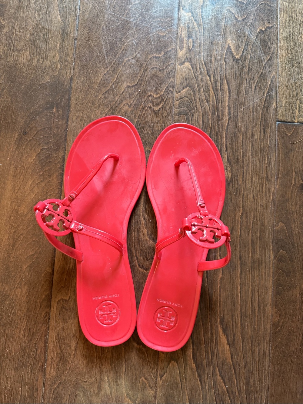 Tory Burch Bright Red Jelly Miller Thong Sandals